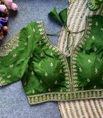 Green silk blouse for women sequence saree blouse