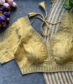 Beige silk blouse for women thread saree blouse