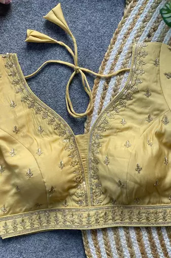 Beige silk blouse for women thread saree blouse