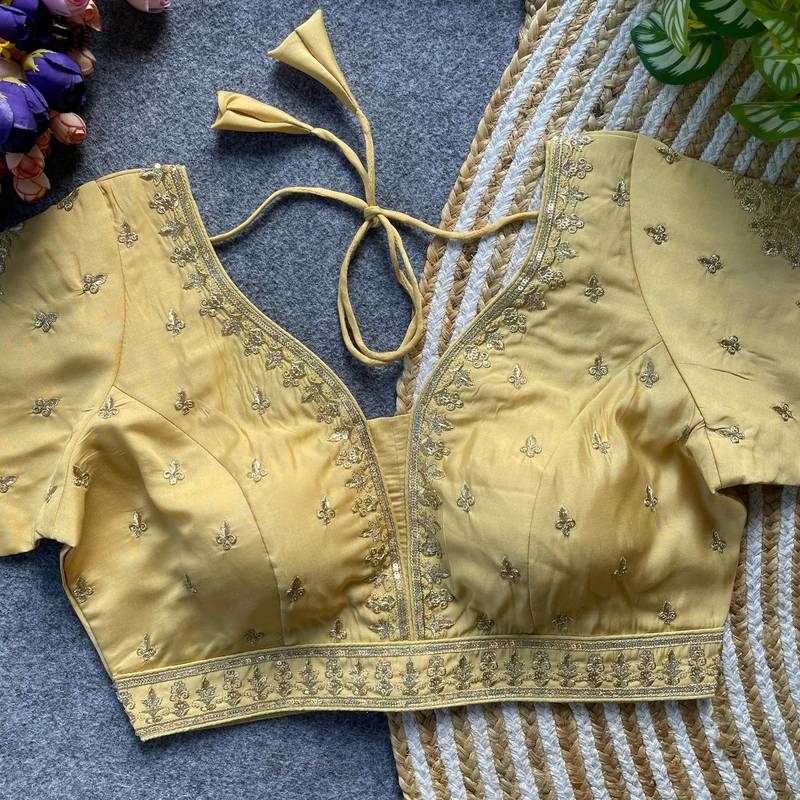Beige silk blouse for women thread saree blouse