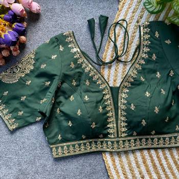 Dark green silk blouse for women printed saree blouse 1