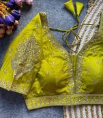 Lemon silk blouse for women stylish saree blouse