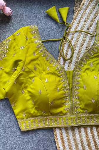 Lemon silk blouse for women stylish saree blouse