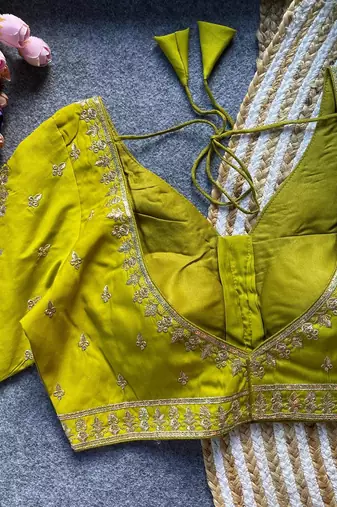 Lemon silk blouse for women stylish saree blouse