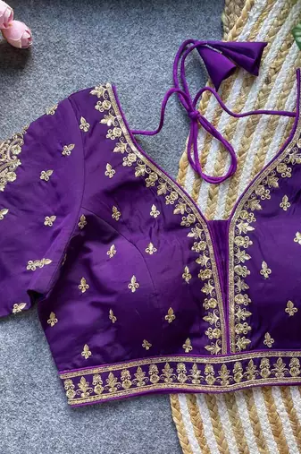 Purple silk blouse for women fancy saree blouse