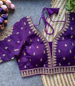 Purple silk blouse for women fancy saree blouse