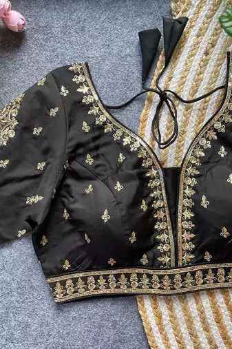 Black silk blouse for women elegant saree blouse