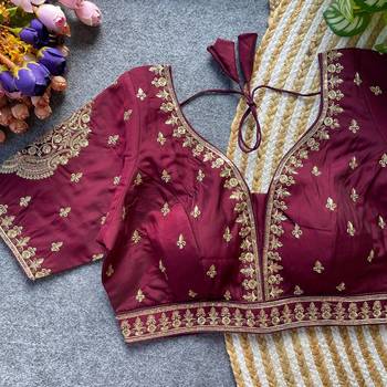 Maroon silk blouse for women festive saree blouse 1