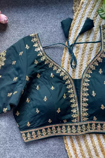 Teal silk blouse for women traditional saree blouse