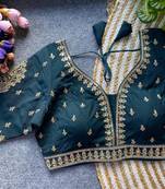 Teal silk blouse for women traditional saree blouse