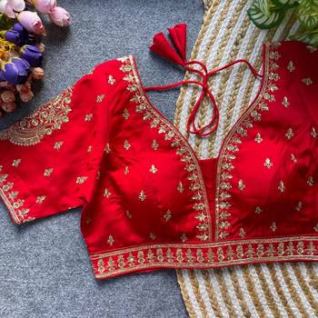 Red silk blouse for women plain saree blouse 1