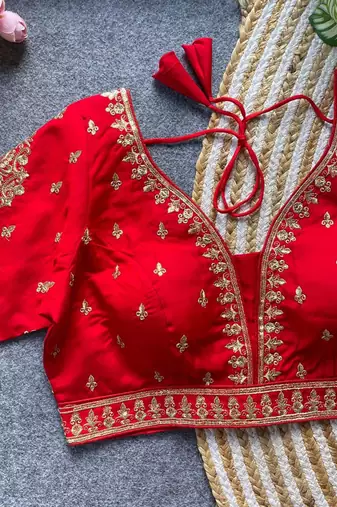 Red silk blouse for women plain saree blouse