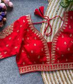 Red silk blouse for women plain saree blouse