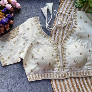 White silk blouse for women designer saree blouse 1