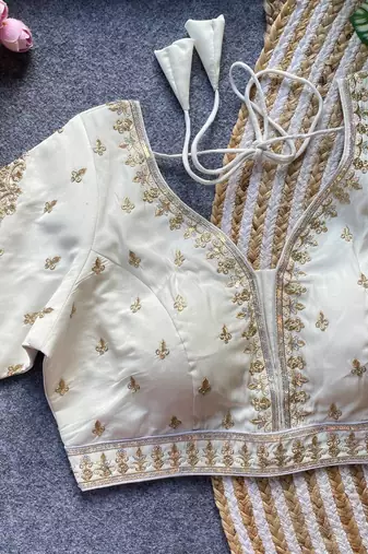 White silk blouse for women designer saree blouse