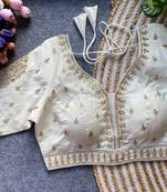 White silk blouse for women designer saree blouse