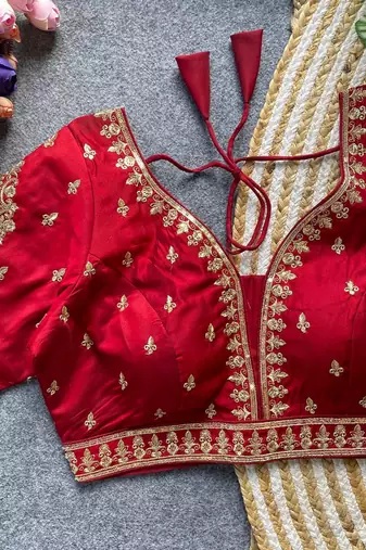 Dark maroon silk blouse for women zari saree blouse