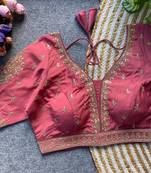 Peach silk blouse for women sequence saree blouse