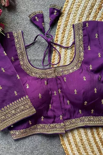 Purple silk blouse for women thread saree blouse