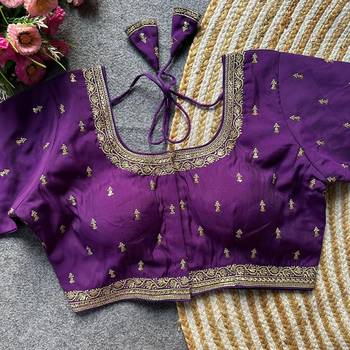 Purple silk blouse for women thread saree blouse 3