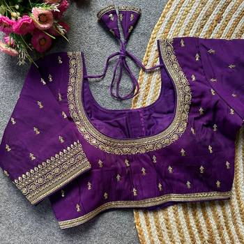Purple silk blouse for women thread saree blouse 4