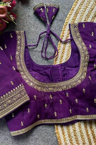 Purple silk blouse for women thread saree blouse