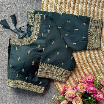 Dark green silk blouse for women printed saree blouse 1