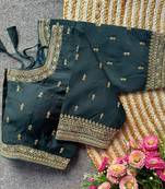 Dark green silk blouse for women printed saree blouse