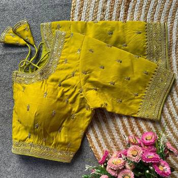 Lemon silk blouse for women stylish saree blouse 1