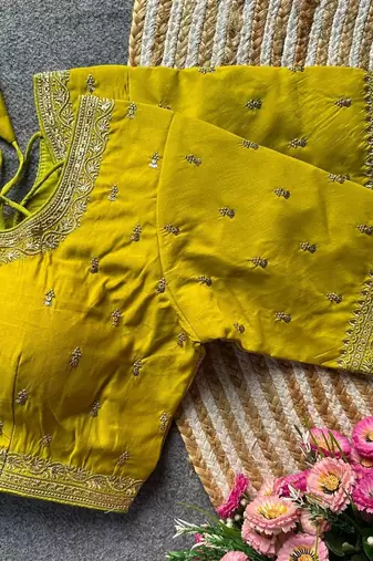 Lemon silk blouse for women stylish saree blouse