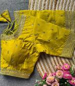 Lemon silk blouse for women stylish saree blouse