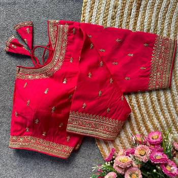 Pink silk blouse for women fancy saree blouse 1