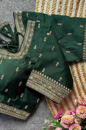 Green silk blouse for women traditional saree blouse