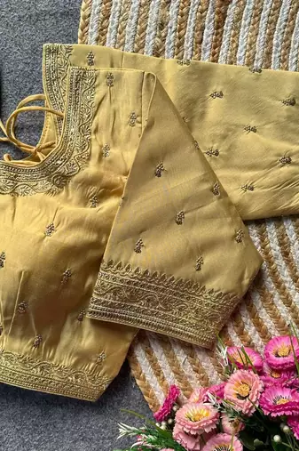 Beige silk blouse for women plain saree blouse