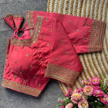 Peach silk blouse for women zari saree blouse 1
