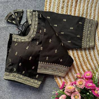 Black silk blouse for women sequence saree blouse 1