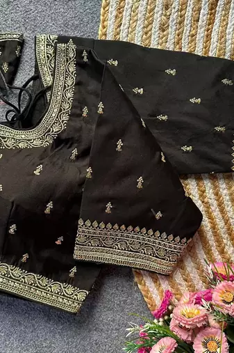 Black silk blouse for women sequence saree blouse