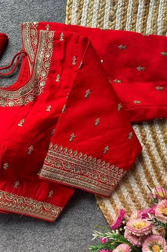 Red silk blouse for women thread saree blouse