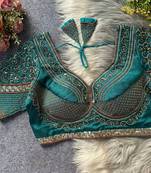 Teal silk blouse for women fancy saree blouse