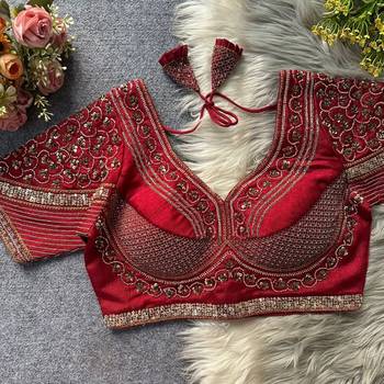 Maroon silk blouse for women elegant saree blouse 1
