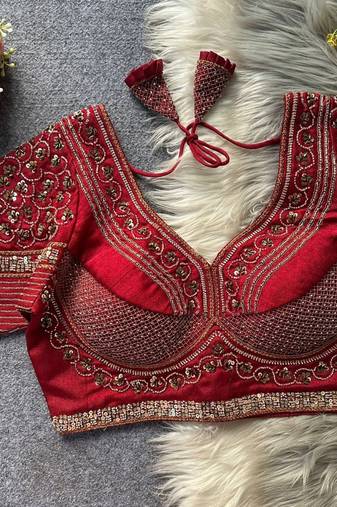 Maroon silk blouse for women elegant saree blouse