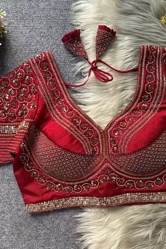 Maroon silk blouse for women elegant saree blouse