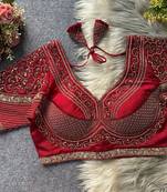Maroon silk blouse for women elegant saree blouse