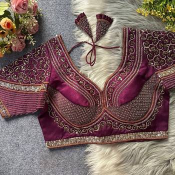 Purple silk blouse for women festive saree blouse 1