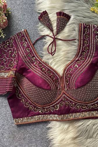Purple silk blouse for women festive saree blouse