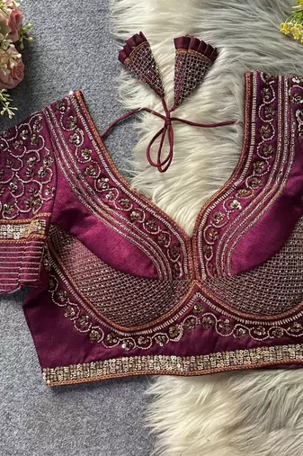 Purple silk blouse for women festive saree blouse