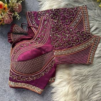 Purple silk blouse for women festive saree blouse 2