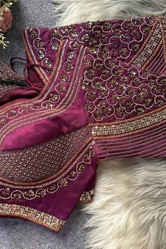 Purple silk blouse for women festive saree blouse