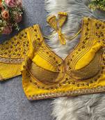 Yellow silk blouse for women traditional saree blouse