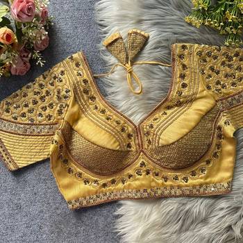 Beige silk blouse for women plain saree blouse 1